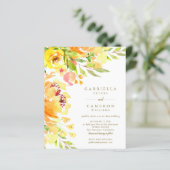 Papier Invitation Budget Jaune Floral Aquarelle Mariage (Debout devant)