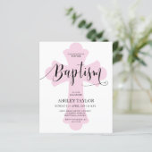 Papier Invitation Budget Light Pink Cross Baptism (Debout devant)