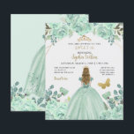 Papier Invitation Budget Mint Gold Princess Sweet 16<br><div class="desc">Invitation Budget Élégant Papillon Floral Princesse Sweet 16 Mint Or</div>
