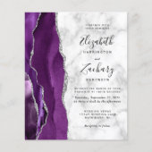 Papier Invitation Budget Purple Argent Agate Marbre Maria (Devant)