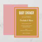 Papier Invitation Budget Retro Pink Yellow Baby shower (Devant / Derrière)