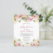 Papier Invitation Budget Rose & Gold Baby shower (Debout devant)