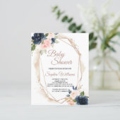 Papier Invitation Budget Rose, Marine & Baby shower Or (Debout devant)