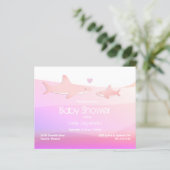 Papier Invitation Budget Shark Pink Ocean Baby shower (Debout devant)