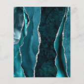 Papier Invitation Budget Turquoise Argent Agate Marbre Ma (Dos)