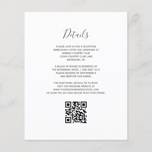 Papier Invitation Budget Turquoise Silver Agate QR Code M (Dos)