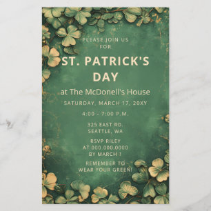 Papier Invitation Budget Vintage Vert Or Saint-Patrick