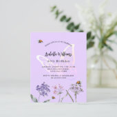 Papier Invitation budgétaire aux fleurs de violet papillo (Debout devant)