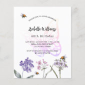 Papier Invitation budgétaire aux fleurs de violet papillo (Devant)