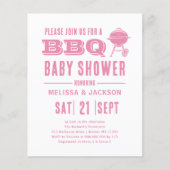 Papier Invitation budgétaire Baby shower BBQ rose (Devant)