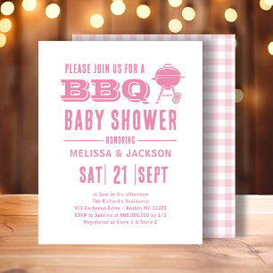 Papier Invitation budgétaire Baby shower BBQ rose