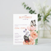 Papier Invitation budgétaire baby shower papillon floral (Debout devant)