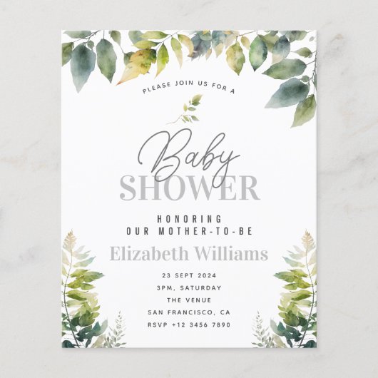 Papier Invitation budgétaire du Baby shower de la Jungle (Devant)