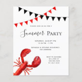 Papier Invitation budgétaire du homard rouge pour la fête (Devant)