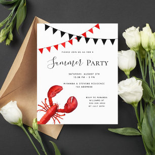 Papier Invitation budgétaire du homard rouge pour la fête