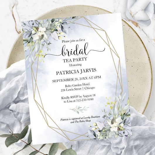 Papier Invitation budgétaire Eucalyptus Bridal Tea Party