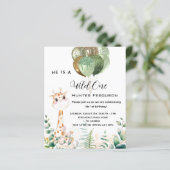 Papier Invitation budgétaire girafe sauvage d'un 1er anni (Debout devant)