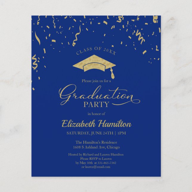 Papier Invitation budgétaire High School Grad Party Confe (Devant)