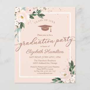 Papier Invitation budgétaire High School Grad Party Flora