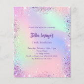 Papier Invitation budgétaire holographique rose violet (Devant)