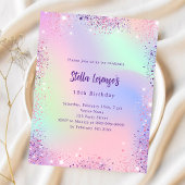 Papier Invitation budgétaire holographique rose violet