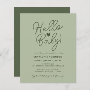 Papier Invitation budgétaire mini-neutre Hello Baby showe