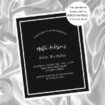 Papier Invitation budgétaire minimaliste noir blanc<br><div class="desc">Une invitation moderne,  élégante et raffinée. Un arrière - plan noir décoré de cadres blancs. Personnalisez et ajoutez un nom et des détails. Texte blanc. 1 feuille = 1 invite imprimé bord à bord.</div>