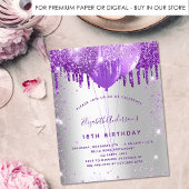 Papier Invitation budgétaire parties scintillant violet a