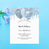 Papier Invitation budgétaire pour ballons bleu blanc anni