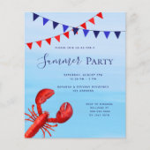 Papier Invitation budgétaire pour la fête d'été homard bl (Devant)