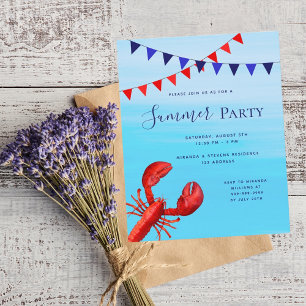 Papier Invitation budgétaire pour la fête d'été homard bl