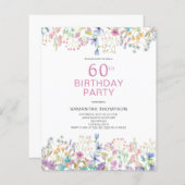 Papier Invitation budgétaire pour un 60e anniversaire ave (Devant / Derrière)