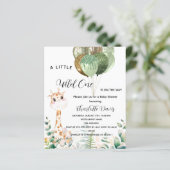 Papier Invitation budgétaire Wild one baby shower girafe (Debout devant)