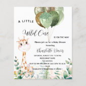Papier Invitation budgétaire Wild one baby shower girafe (Devant)