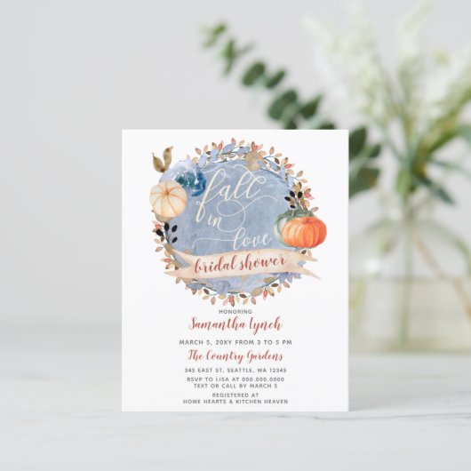 Papier Invitation Citrouille de douche nuptiale (Debout devant)