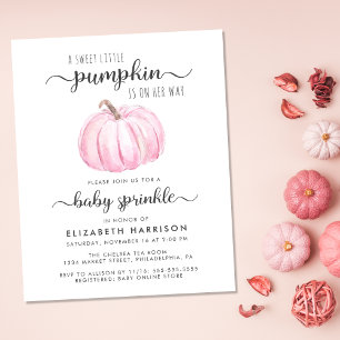 Papier Invitation Citrouille d'eau rose pour bébé