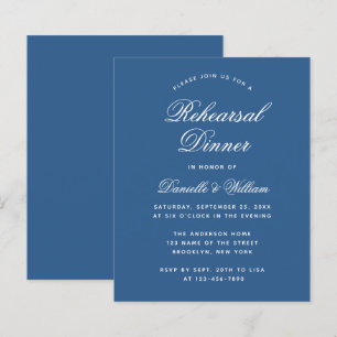 Papier Invitation classique au dîner de répétition bleu b