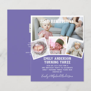 Papier Invitation Collage Photo pour les 3 Ans Garçon Fil