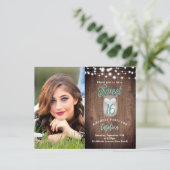Papier Invitation d'anniversaire 16 ans rustique en bocal (Debout devant)