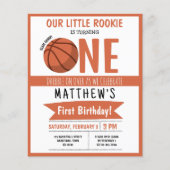 Papier Invitation d'anniversaire 1 an ruban de basketball (Devant)