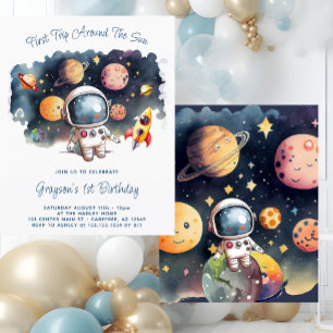 Papier Invitation d'anniversaire 1ère Budget Planètes de