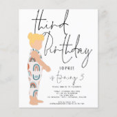 Papier Invitation d'anniversaire 3 ans Budget Script Girl (Devant)