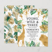 Papier Invitation d'anniversaire 3 ans Young Wild Three (Devant / Derrière)