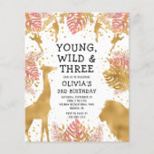Papier Invitation d'anniversaire 3 ans Young Wild Three R (Devant)