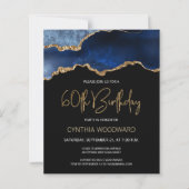 Papier Invitation d'anniversaire 60 ans Budget Blue Gold (Devant)