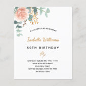 Papier Invitation d'anniversaire à budget d'eucalyptus fl (Devant)