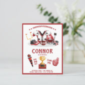 Papier Invitation d'anniversaire à budget rouge Football  (Debout devant)