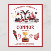 Papier Invitation d'anniversaire à budget rouge Football  (Devant)