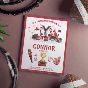 Papier Invitation d'anniversaire à budget rouge Football 
