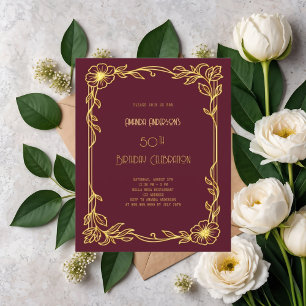 Papier Invitation d'anniversaire Art Déco Gatsby bordeaux